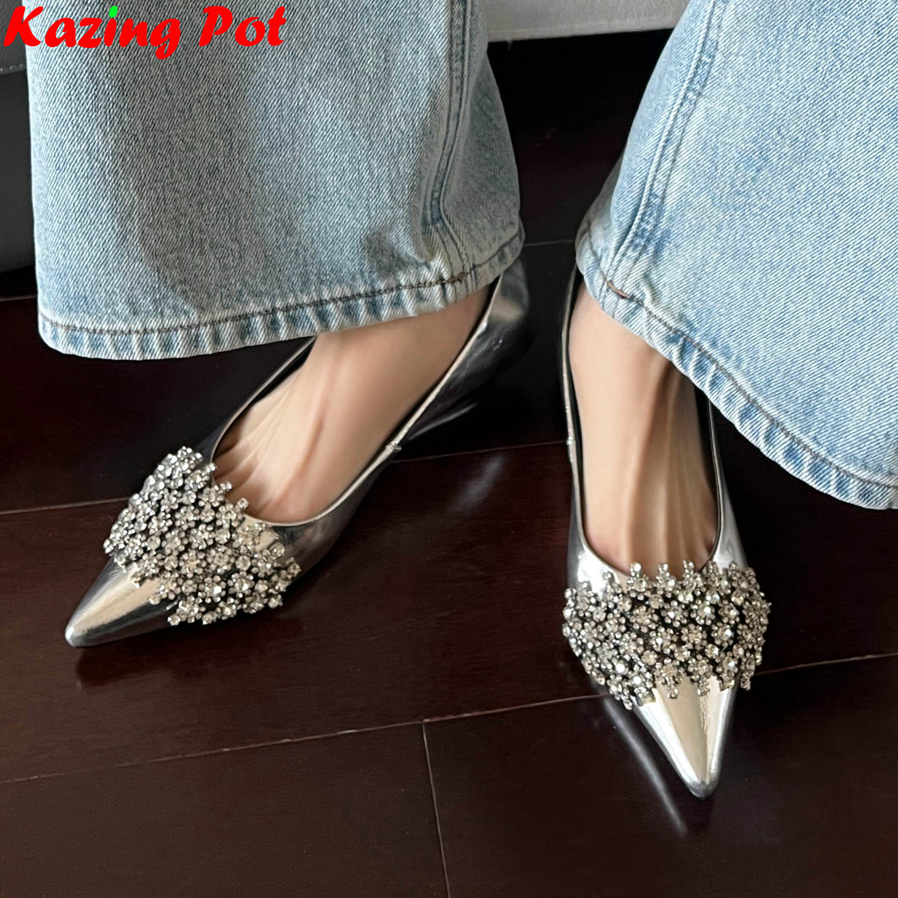 Women Shoes Luxury Brand - Krazing Pot Cow Leather Pointed Toe