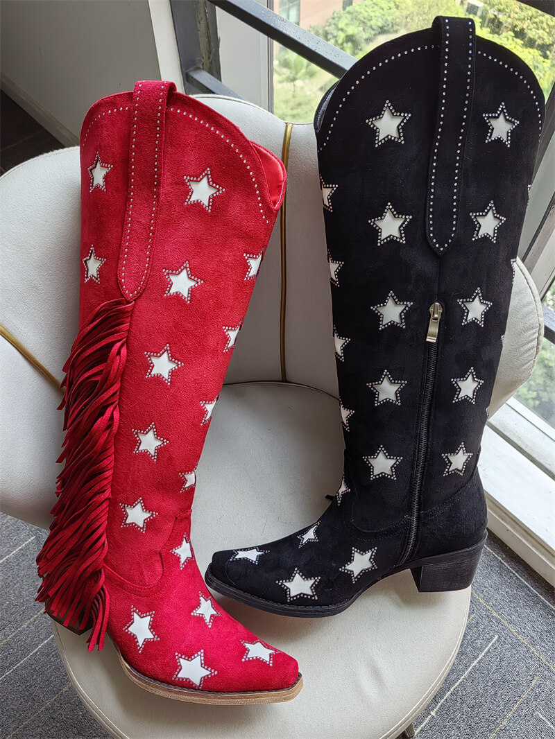 Western Cowgirl Boot - Onlymaker Women Pointed Toe Fringe Side