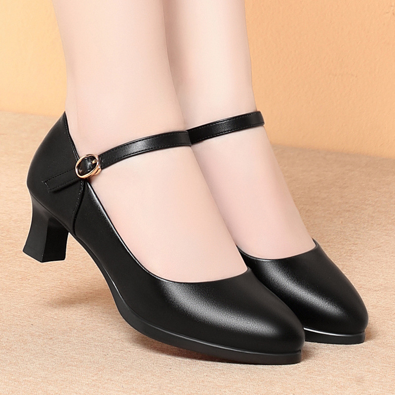 Women Shoes Black - 5cm Heels Flight Attendant Work Shoes