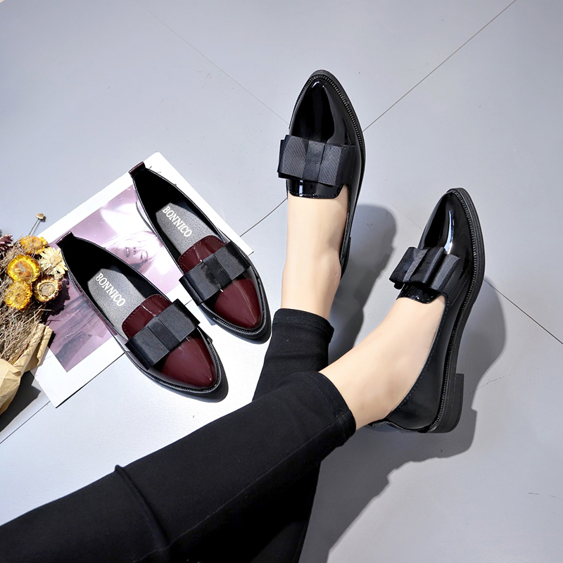 Black/ Wine Red Patent Leather - Women Shoes Black บทวิจารณ์และราคา