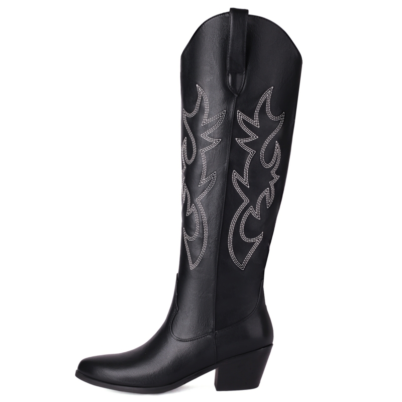 White Women's Knee High Boots  - Western Cowgirl Boot บทวิจารณ์และราคา