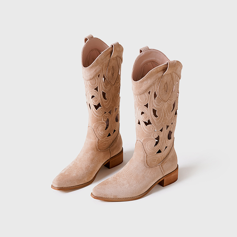 Western Style Embroidered Leat - Western Cowgirl Boot บทวิจารณ์และราคา