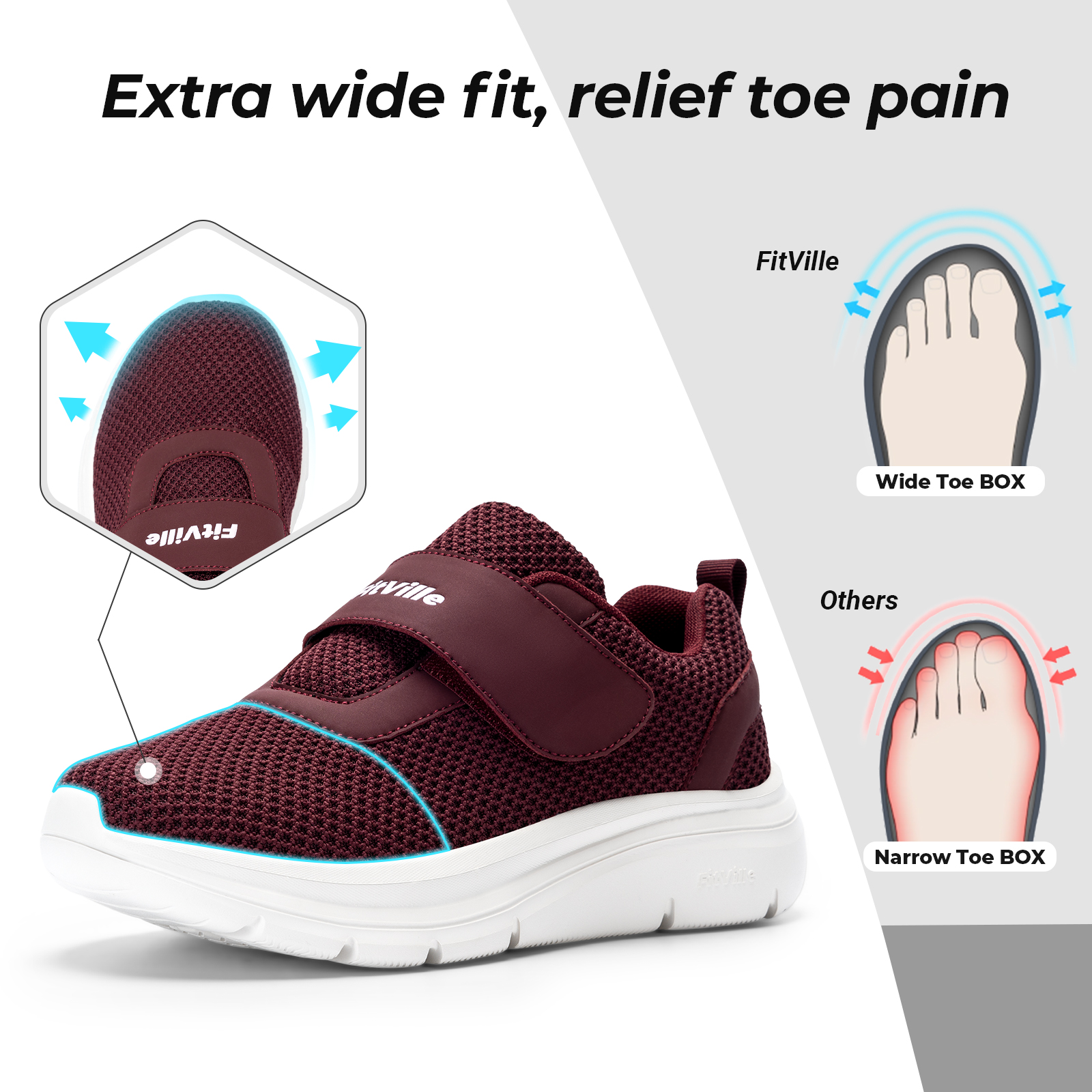 FitVille Women's Shoes Wide Di - Women'S Shoes For Wide Feet บทวิจารณ์และราคา