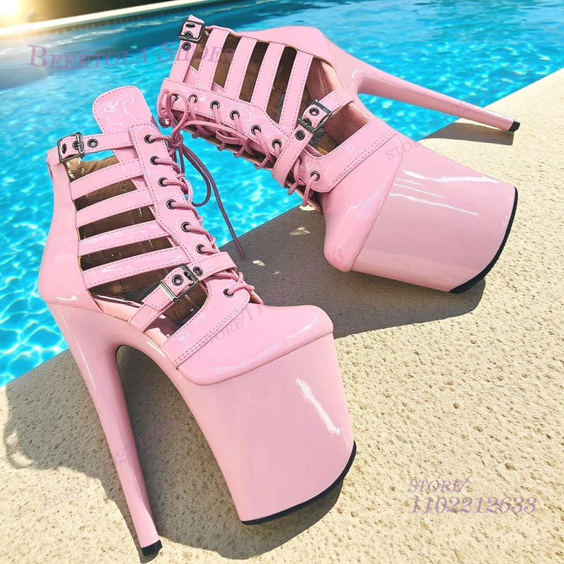 Pink Patent Leather Striped Ho - Women Shoes Black บทวิจารณ์และราคา