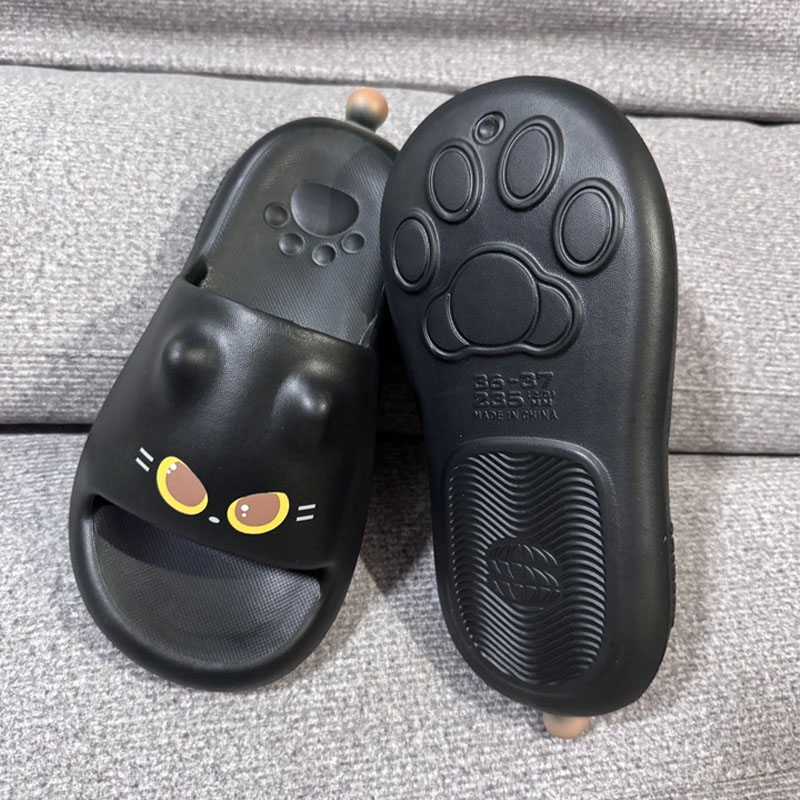 2026 Cute 3D Black Cat Paw Sli - Women Shoes Black บทวิจารณ์และราคา
