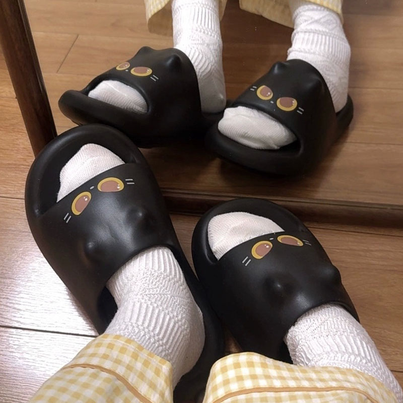 2026 Cute 3D Black Cat Paw Sli - Women Shoes Black บทวิจารณ์และราคา