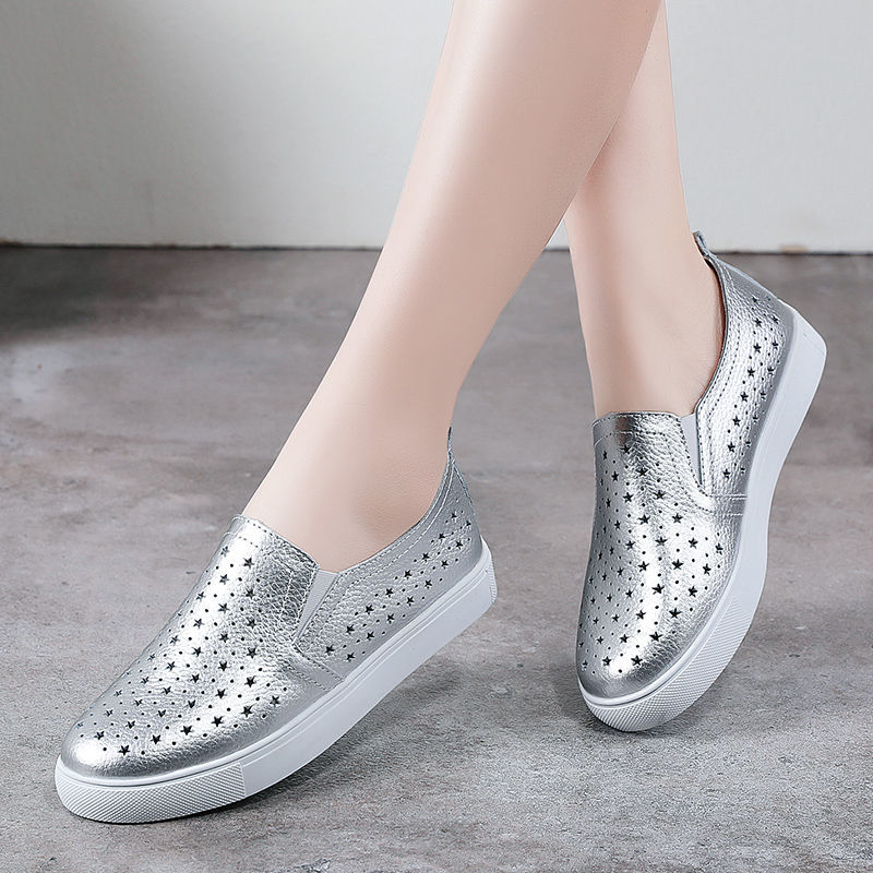 Spring Summer Silver Flats Hol - Women'S Shoes For Standing All Day บทวิจารณ์และราคา