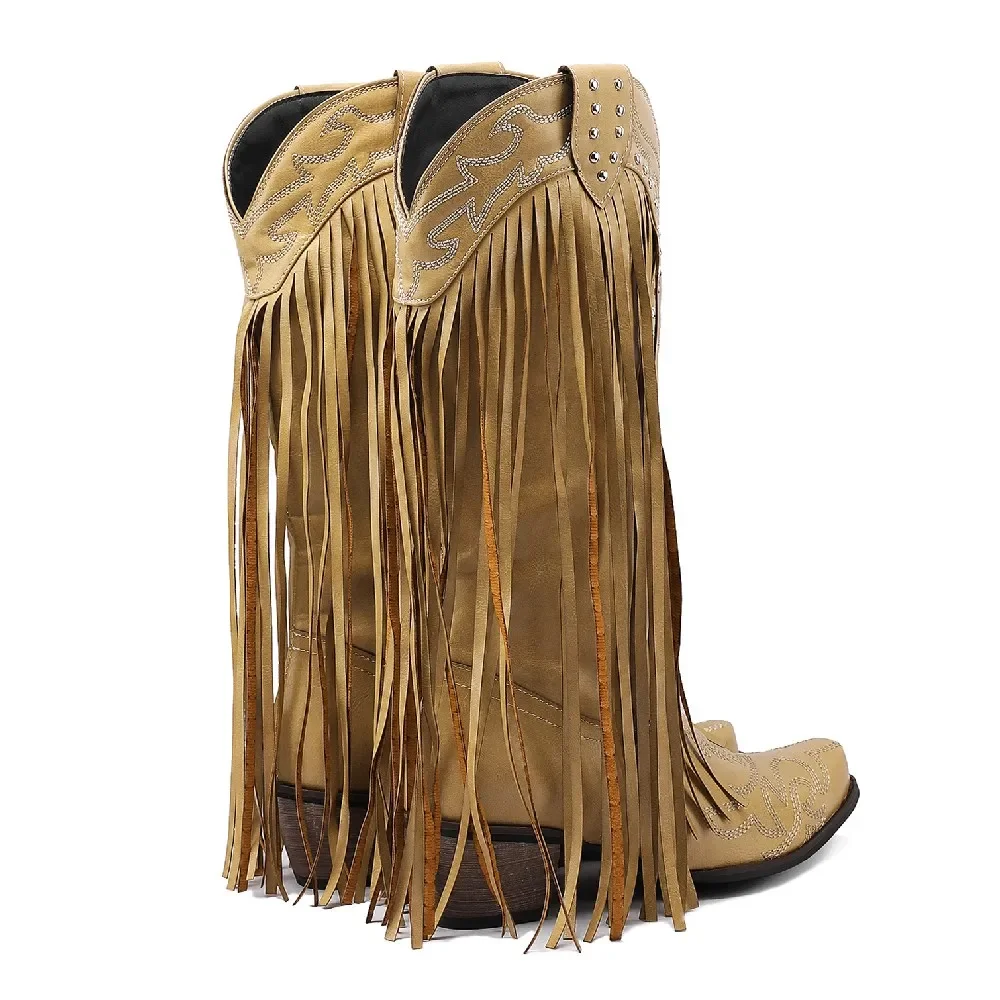 Fringe Rivet Western Women Mid - Western Cowgirl Boot บทวิจารณ์และราคา
