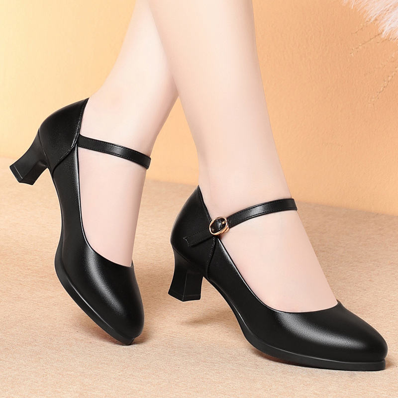 5cm Heels Flight Attendant Wor - Women Shoes Black บทวิจารณ์และราคา