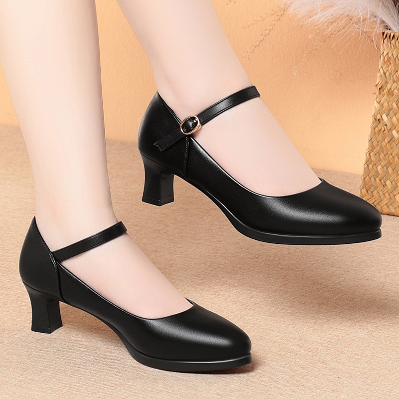 5cm Heels Flight Attendant Wor - Women Shoes Black บทวิจารณ์และราคา