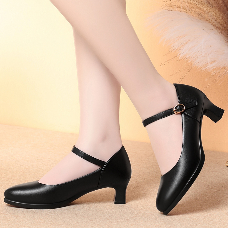 5cm Heels Flight Attendant Wor - Women Shoes Black บทวิจารณ์และราคา