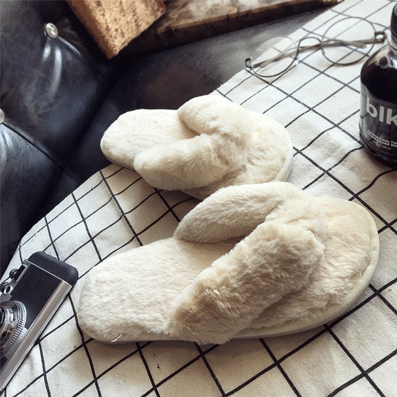 Cross Warm Fluffy Furry Slippe - Women'S Shoes For Fall บทวิจารณ์และราคา