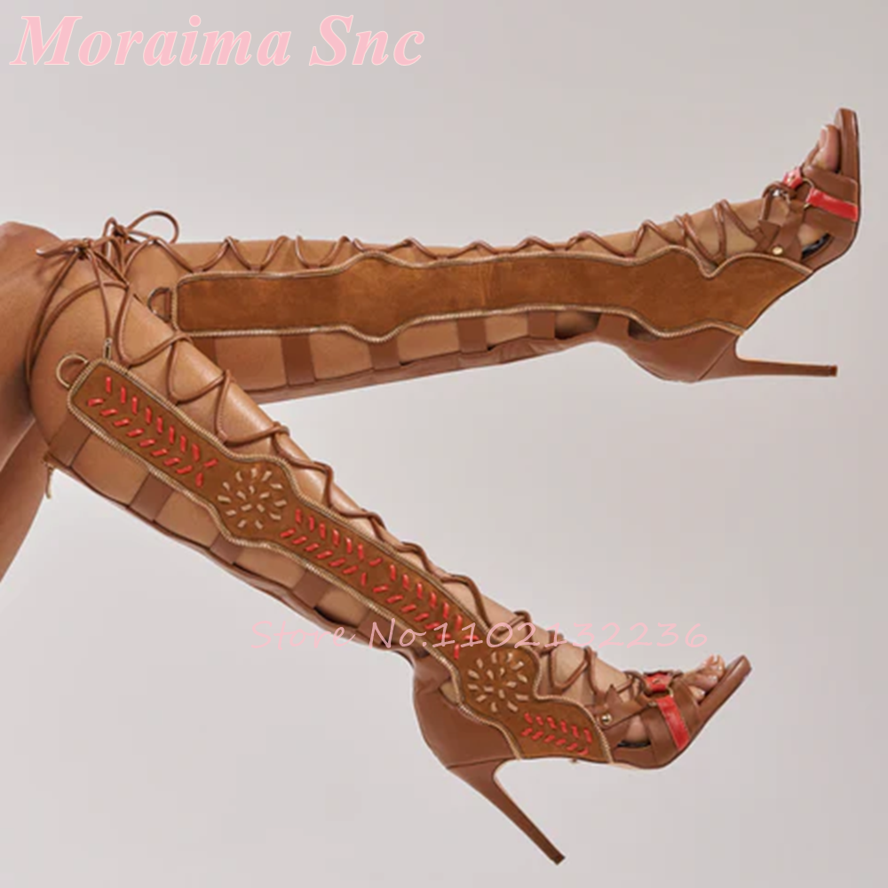 Bohemian Lace-Up Cutout Gladia - Western Cowgirl Boot บทวิจารณ์และราคา