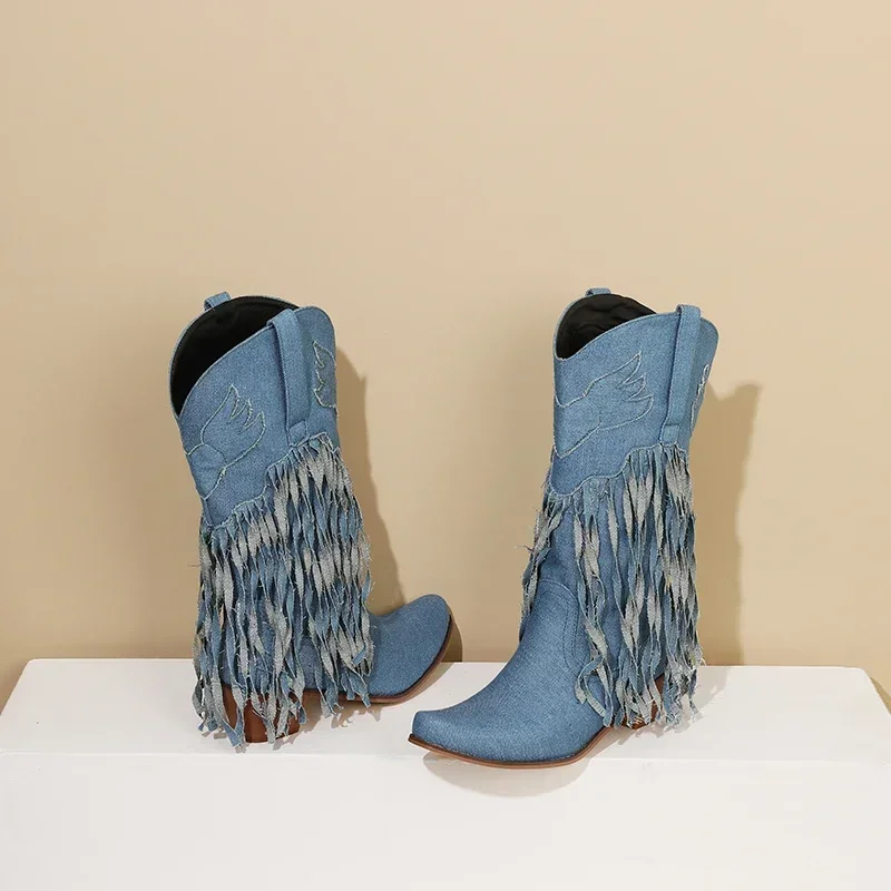 Winter Western Women Mid-calf  - Western Cowgirl Boot บทวิจารณ์และราคา