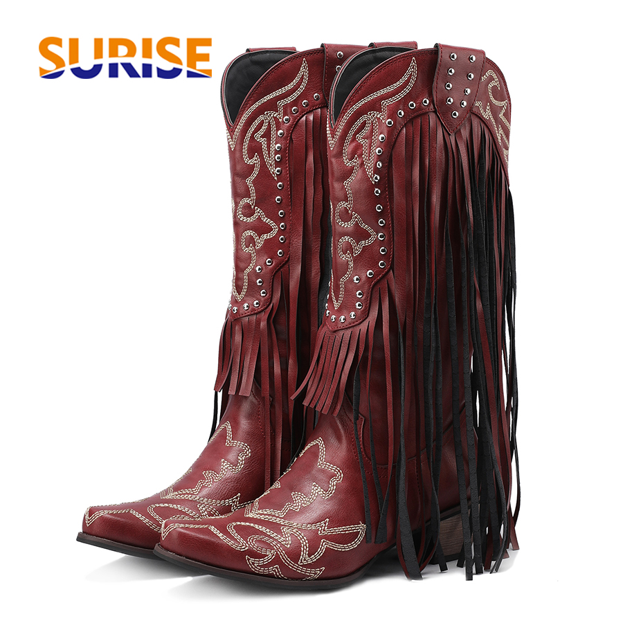 Western Cowboy Mid-calf Boots  - Western Cowgirl Boot บทวิจารณ์และราคา
