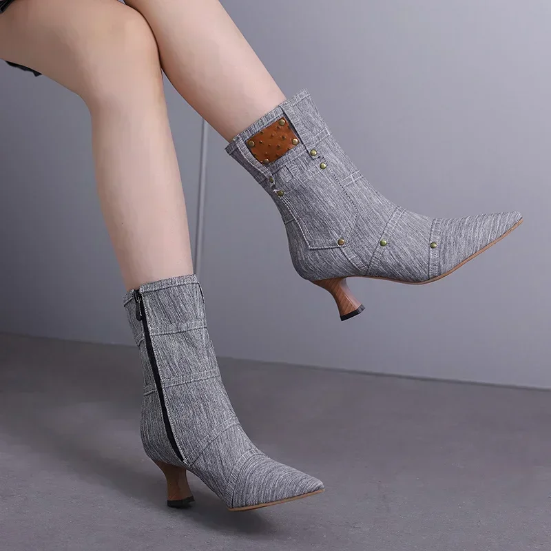 Winter Pink Blue Denim Cowgirl - Western Cowgirl Boot บทวิจารณ์และราคา