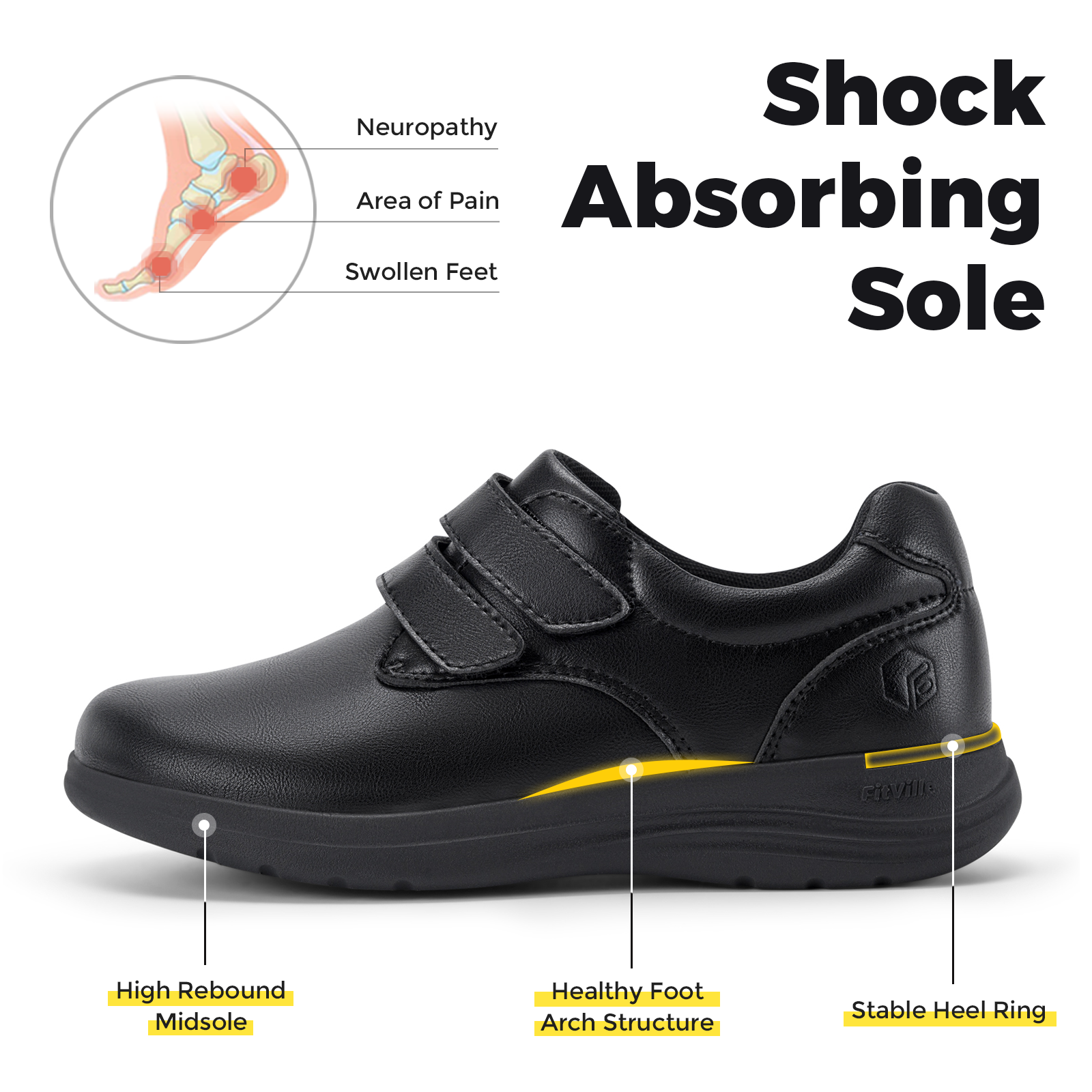 FitVille Leather Women's Shoes - Women'S Shoes For Wide Feet บทวิจารณ์และราคา