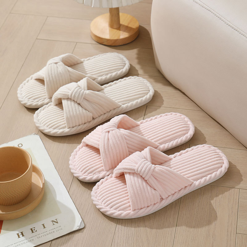 Corduroy Cross Strap Home Slip - Women'S Shoes For Fall บทวิจารณ์และราคา