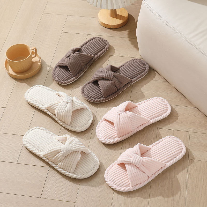 Corduroy Cross Strap Home Slip - Women'S Shoes For Fall บทวิจารณ์และราคา